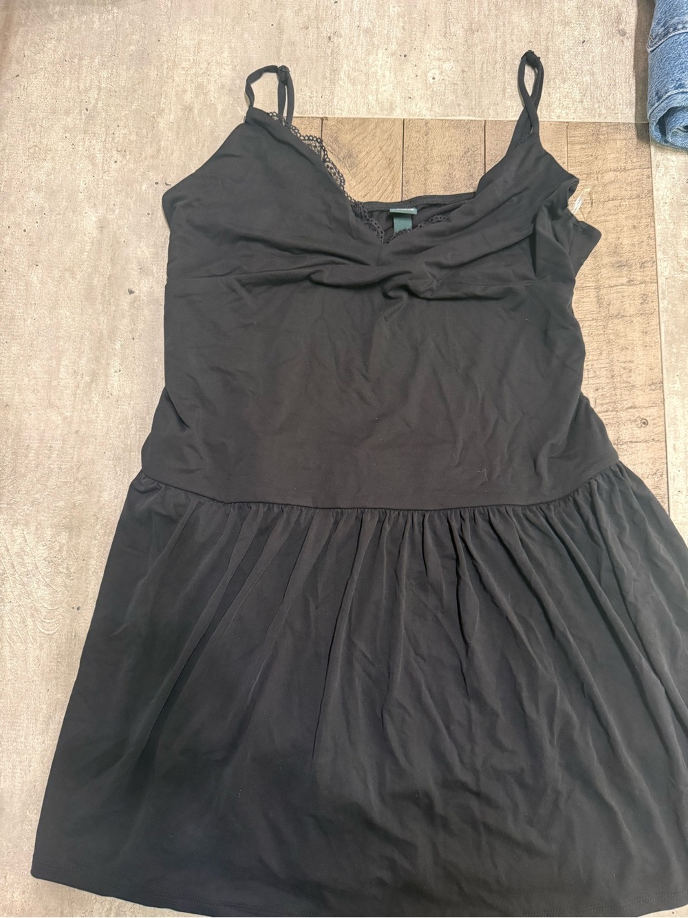 wild fable Black Spaghetti-Strap Tiered Mini Dress